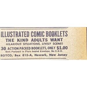 Royco "Illustrated Adult Comic Booklets $1" Vintage Print Ad 1956